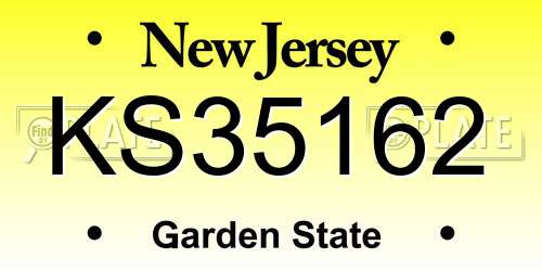 KS35162 New Jersey License Plate