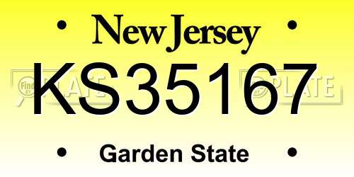 KS35167 New Jersey License Plate