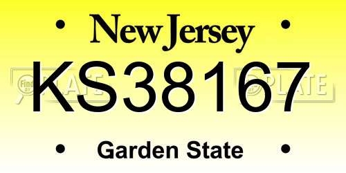 KS38167 New Jersey License Plate