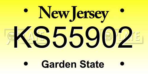 KS55902 New Jersey License Plate