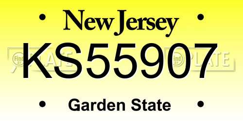 KS55907 New Jersey License Plate