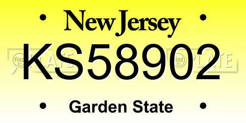 KS58902 New Jersey License Plate