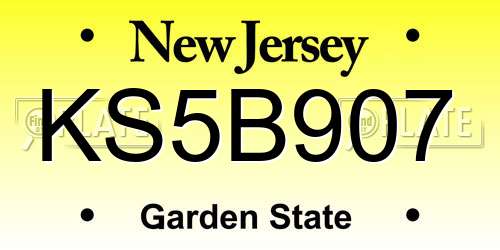 KS5B907 New Jersey License Plate