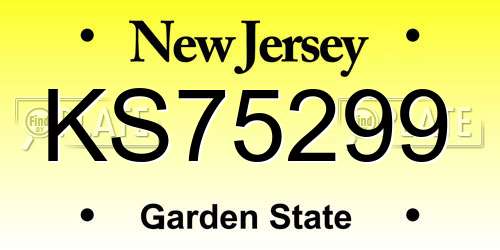 KS75299 New Jersey License Plate
