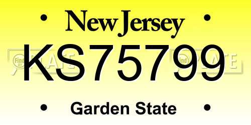KS75799 New Jersey License Plate