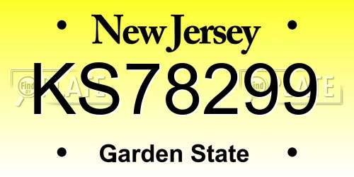 KS78299 New Jersey License Plate
