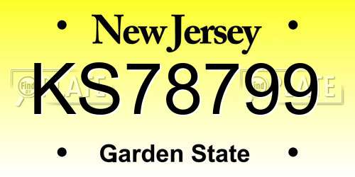 KS78799 New Jersey License Plate
