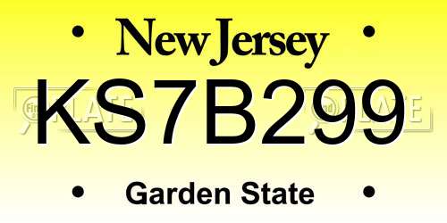 KS7B299 New Jersey License Plate
