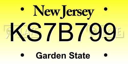 KS7B799 New Jersey License Plate