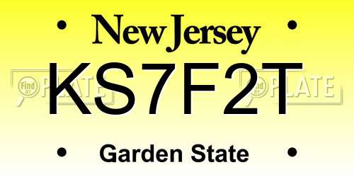KS7F2T New Jersey License Plate