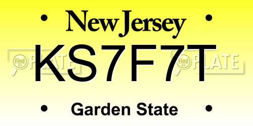 KS7F7T New Jersey License Plate