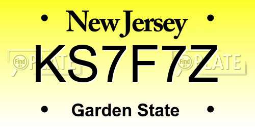KS7F7Z New Jersey License Plate