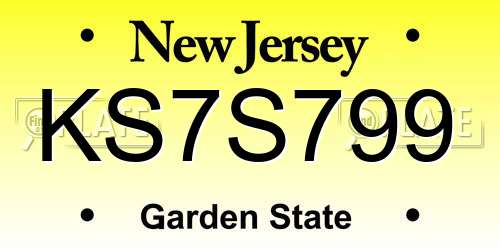 KS7S799 New Jersey License Plate