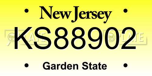 KS88902 New Jersey License Plate