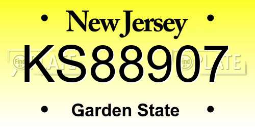 KS88907 New Jersey License Plate