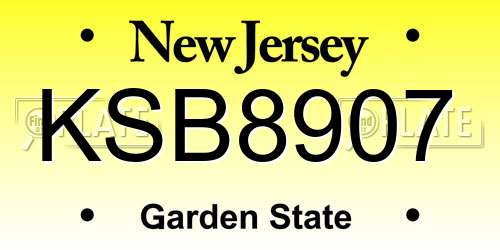 KSB8907 New Jersey License Plate
