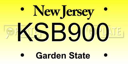 KSB900 New Jersey License Plate