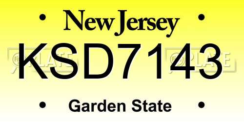 KSD7143 New Jersey License Plate