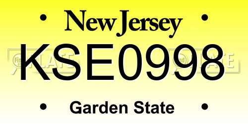 KSE0998 New Jersey License Plate