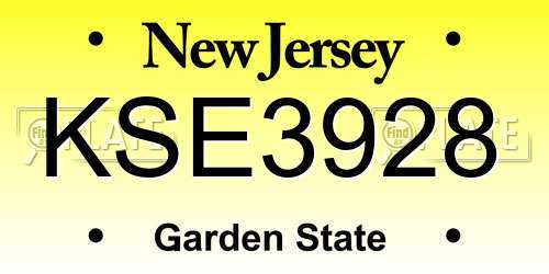 KSE3928 New Jersey License Plate