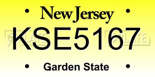 KSE5167 New Jersey License Plate