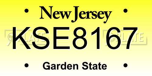 KSE8167 New Jersey License Plate