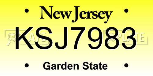 KSJ7983 New Jersey License Plate