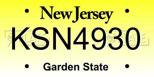 KSN4930 New Jersey License Plate