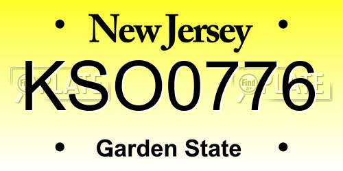 KSO0776 New Jersey License Plate