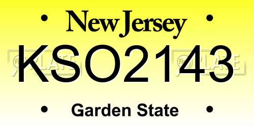 KSO2143 New Jersey License Plate