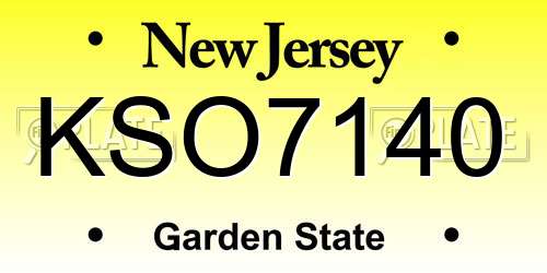 KSO7140 New Jersey License Plate