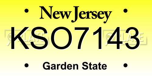 KSO7143 New Jersey License Plate