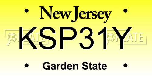 KSP31Y New Jersey License Plate