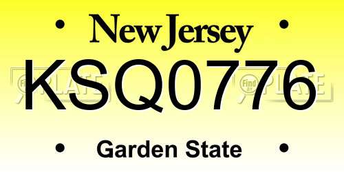 KSQ0776 New Jersey License Plate