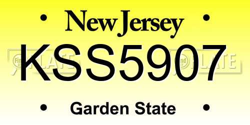 KSS5907 New Jersey License Plate
