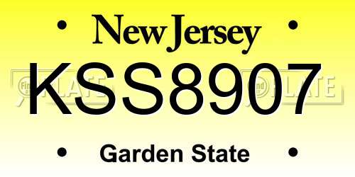 KSS8907 New Jersey License Plate