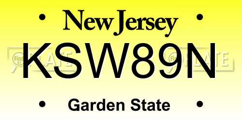 KSW89N New Jersey License Plate