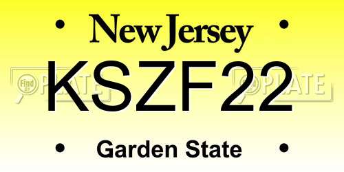 KSZF22 New Jersey License Plate