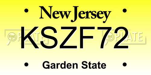 KSZF72 New Jersey License Plate