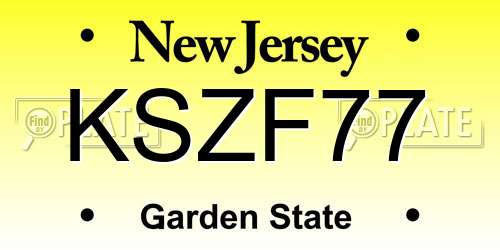 KSZF77 New Jersey License Plate