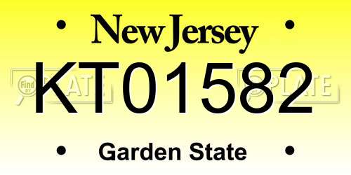 KT01582 New Jersey License Plate