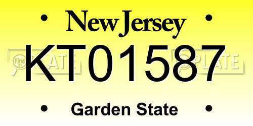 KT01587 New Jersey License Plate
