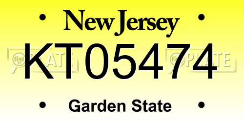 KT05474 New Jersey License Plate