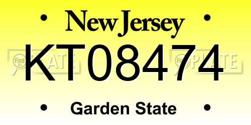 KT08474 New Jersey License Plate