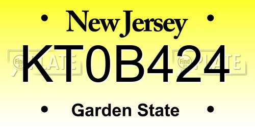 KT0B424 New Jersey License Plate