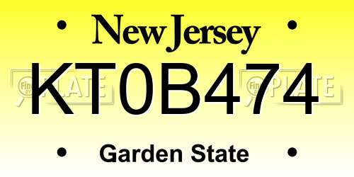 KT0B474 New Jersey License Plate
