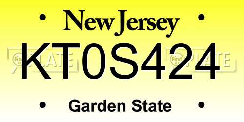 KT0S424 New Jersey License Plate