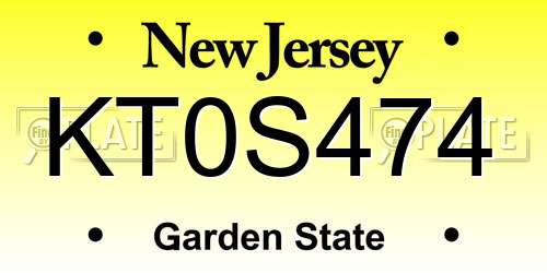 KT0S474 New Jersey License Plate