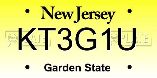KT3G1U New Jersey License Plate