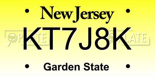 KT7J8K New Jersey License Plate